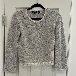 Theory Women's Cream and Gray Textured Sweater